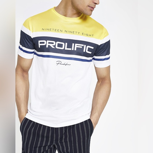 River Island Men's Multicolor 'Prolific' Mesh Slim Fit T-Shirt - Picture 1 of 5